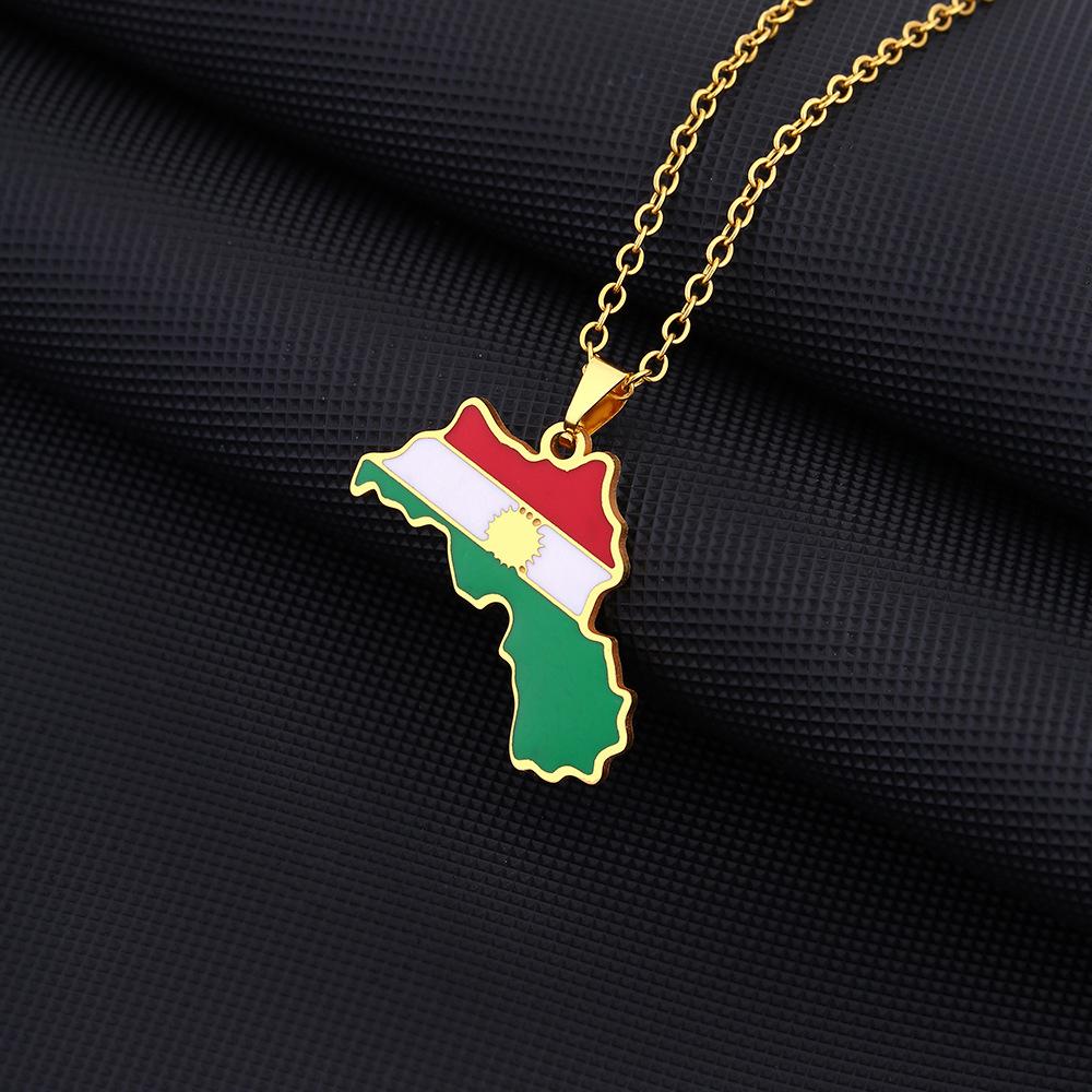 Kurdistan Pendant Necklace: Vintage Drip Oil Design, Stainless Steel for Men and Women
