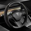 Black Leather Car Steering Wheel Cover Anti-slip for Tesla Model 3 Y accessories