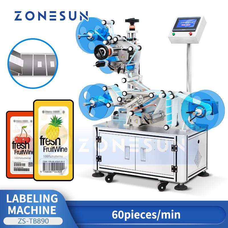 ZONESUN ZS-TB890 Automatic Label Rewinder Machine Reel to Reel Counter with Label Applicator