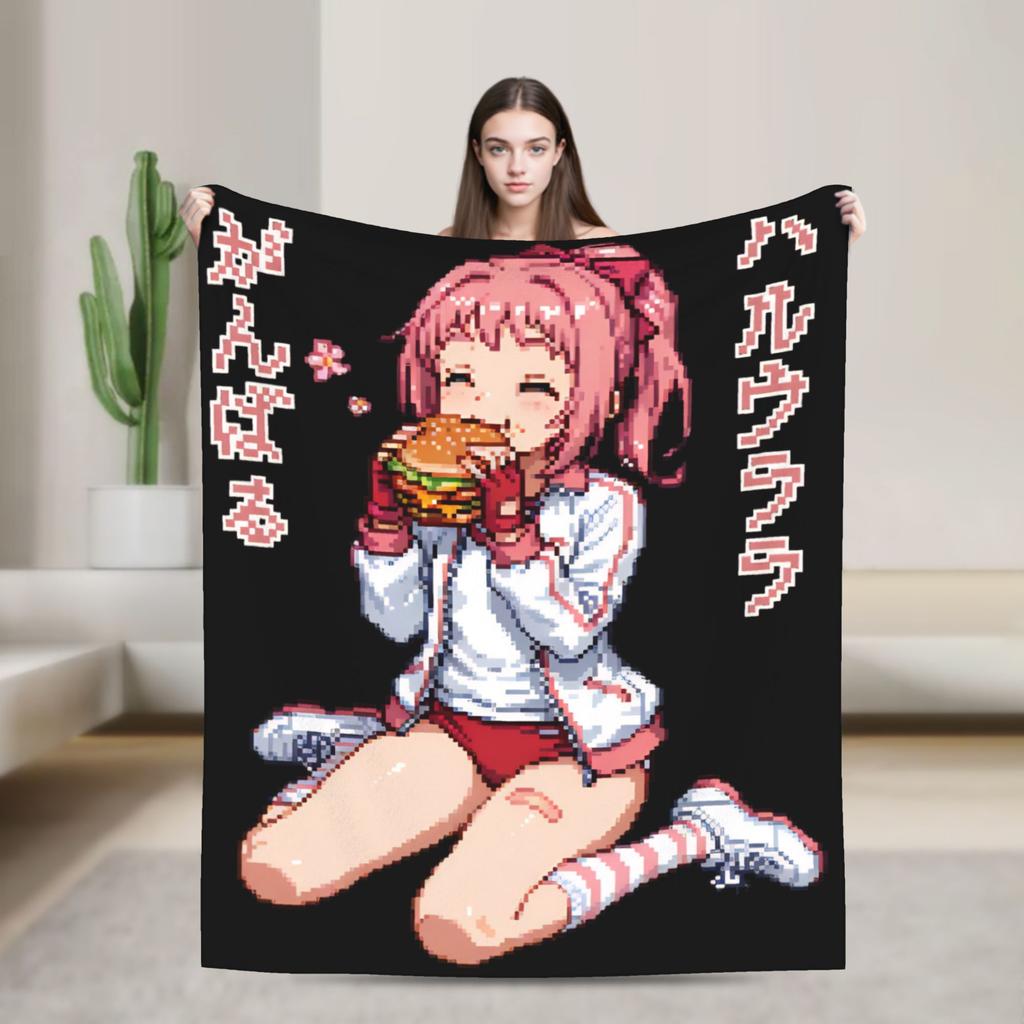 Haru urara Warm Soft Blanket  Girls Boys Plush Throw Blanket Print Bedroom Flannel Bedspread Sofa Bed Cover