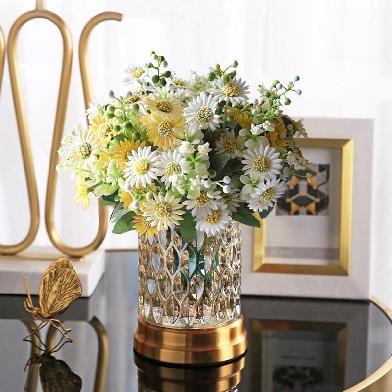 New Internet Celebrity Chamomile 15 Head Simulated Chamomile Daisy Photography Props Wedding Soft Decoration Fake Flowers Living Room Decoration