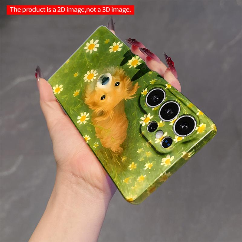 2DFlat Samsung Phone Case Golden Dog In Wildflower Field Phone Case Applicable To Galaxy S23 S24 S25ULTRA S26 A12 A14 A15 A16 A54 A55