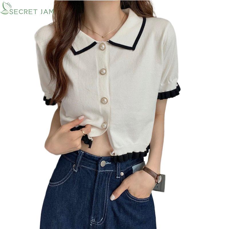 

Secret Jam Летняя женская модная короткая трикотажная футболка с короткими рукавами