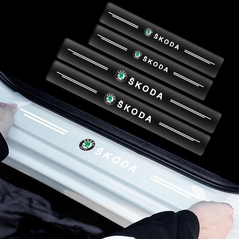 Car Door Sill Protector Stickers Transparent Decor Decal Threshold Strip For Skoda Octavia Fabia Kamiq Kapoq Kodiaq Rapid SCALAAS2
