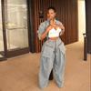 Denim Two Piece Sets Women Coat Jacket Wide Leg Pants Jeans Suits Matching Sets Trousers Outfits 2025 Y2k Streetwear Party