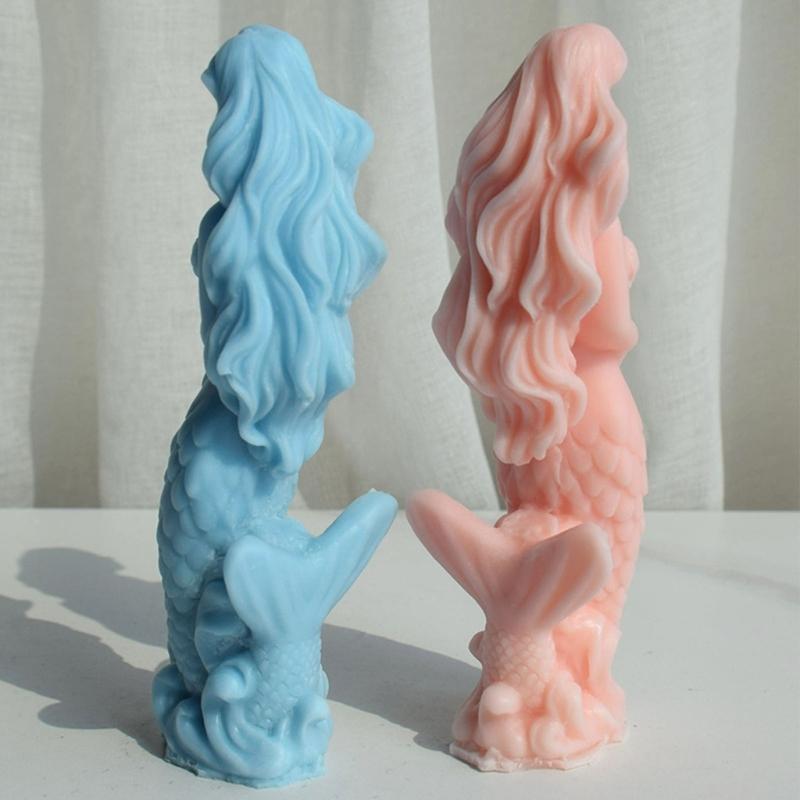 Mermaids Epoxy Resin Mold Non-stick Scented Candle Silicone Mold DIY Plasters Crafts Table Ornament Tool Durable
