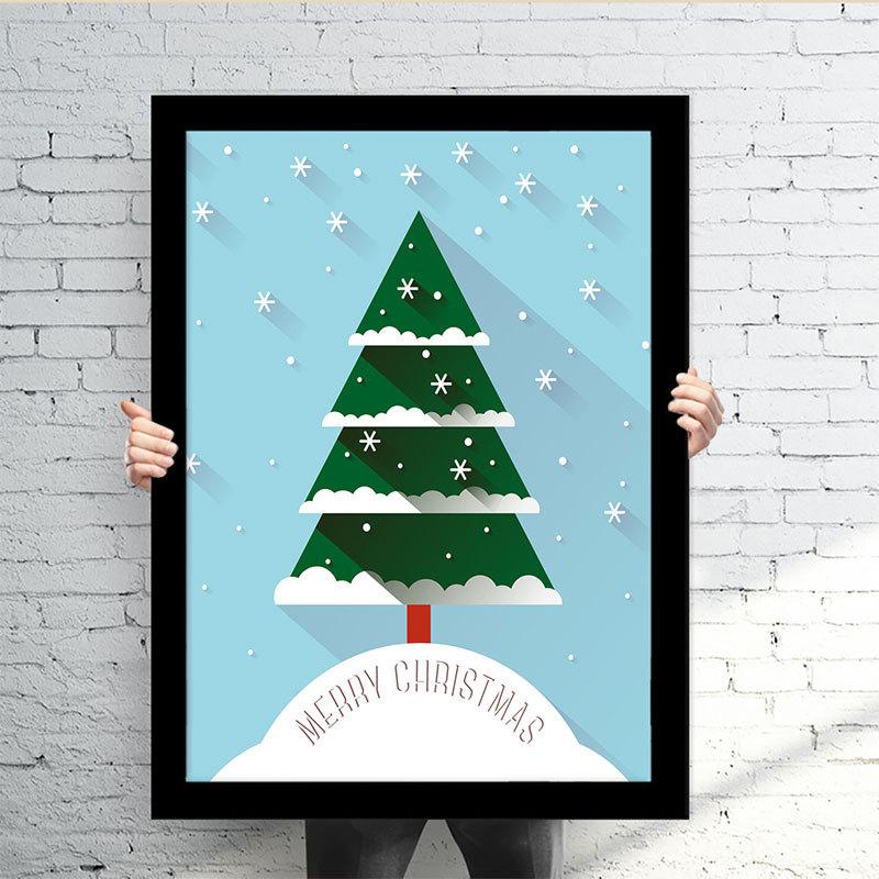 Christmas Tree Original Merry Christmas Tree Elk Living Room Bedroom Children's Room Decorative Canvas Painting Oil Wall Art