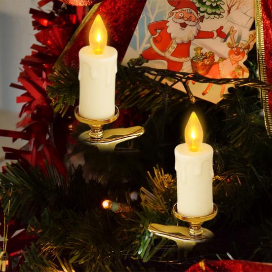 LED Clip Candle Light Set Flameless Flickering Christmas Tree Candle Lamp Electric Fake Candles for Home Christmas Party Decoration