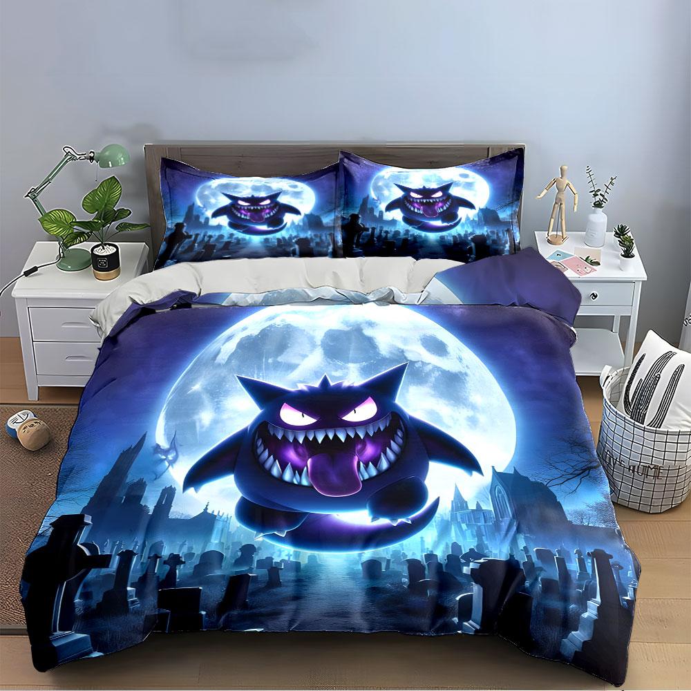 Haunted Moonlit Creature Design Bedding Duvet Cover Set (1*Duvet Cover 2*Pillowcases, without duvet insert)