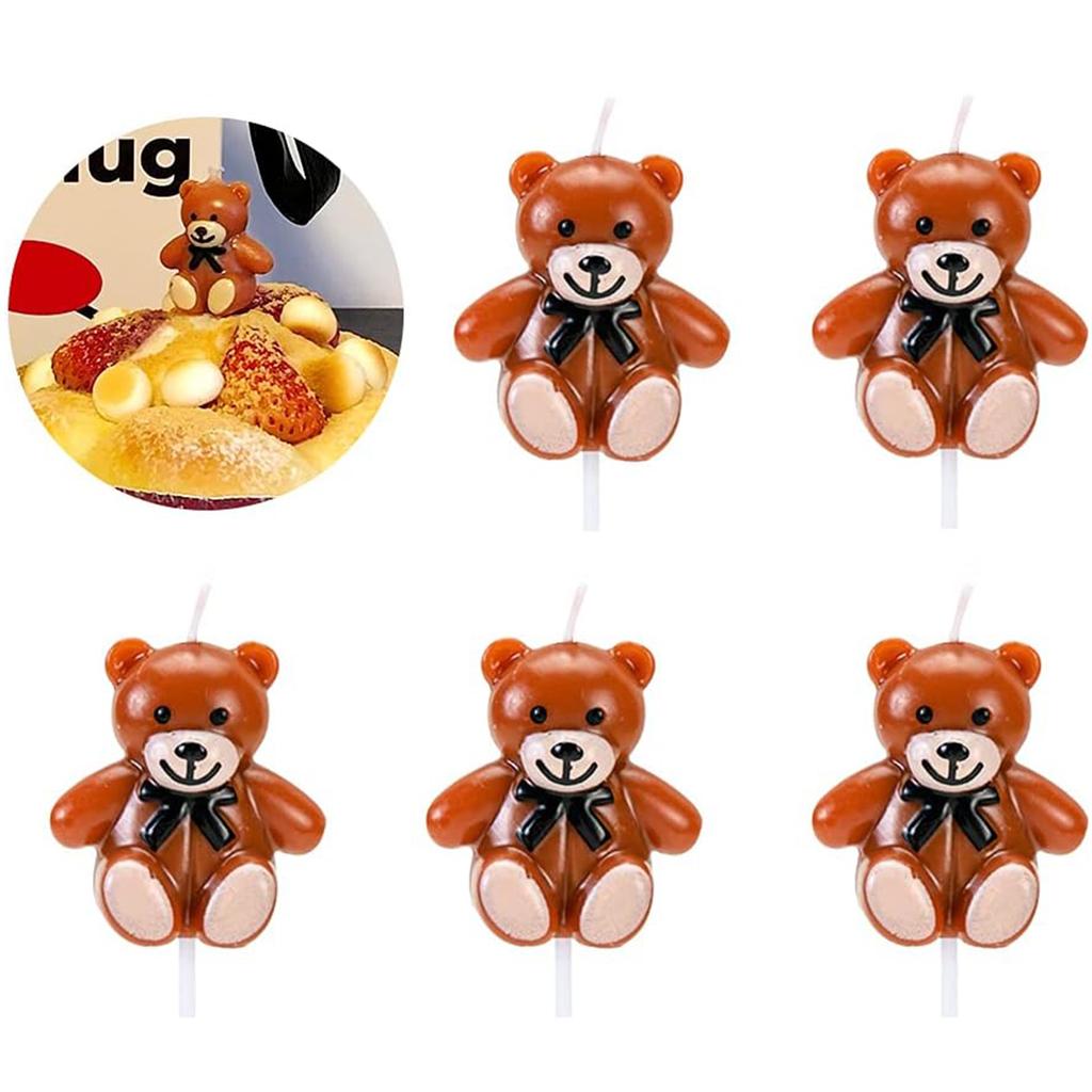 Bear Birthday Candles Cute Bear with Birthday Hat Candles Cartoon Bear Candles for Birthday Cake Decoration Wedding Bear Candles