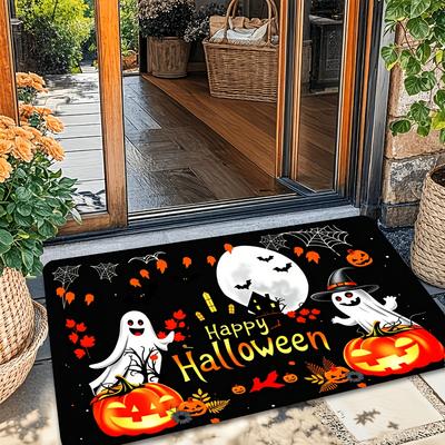 1pc Ghost Pumpkin Halloween Doormat, Premium Fleece Carpet, Entrance Mat, Suitable for Home And Outdoor Decoration, Bathroom, Hallway, Bedroom, Balcon