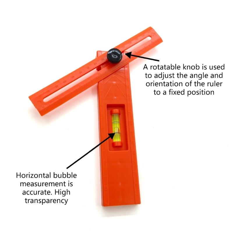 Multifunctional Angles Ruler Integrated Bubble Level Foldable Depth Measuring Ruler For Precise Woodcraft Measurement