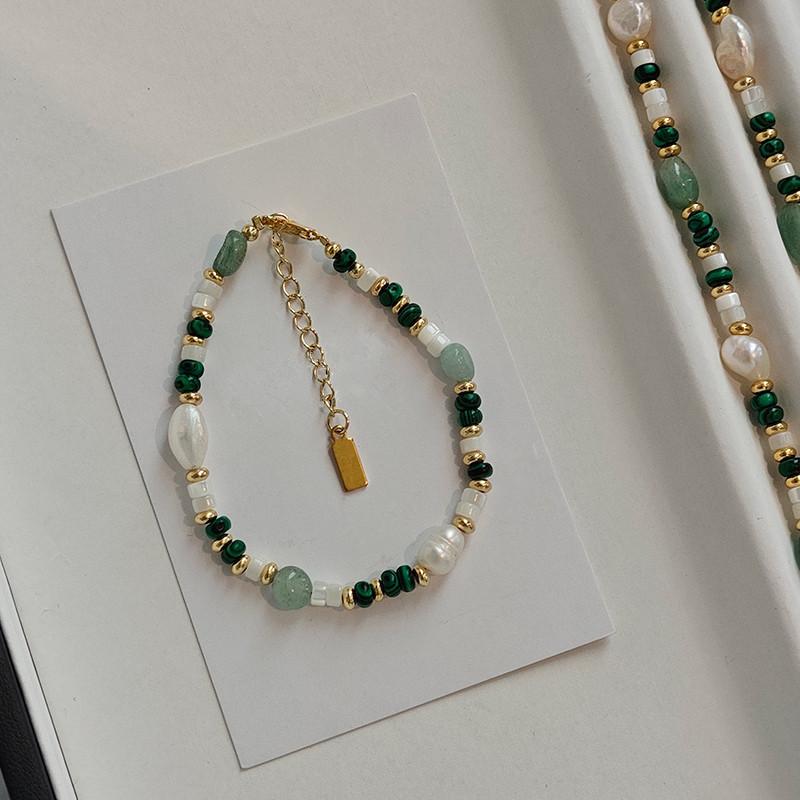 Freshwater Pearl Mixed Color Natural Stone Bracelet Summer Dopamine Necklace Temperament Shoushan Stone Agate Collarbone Chain