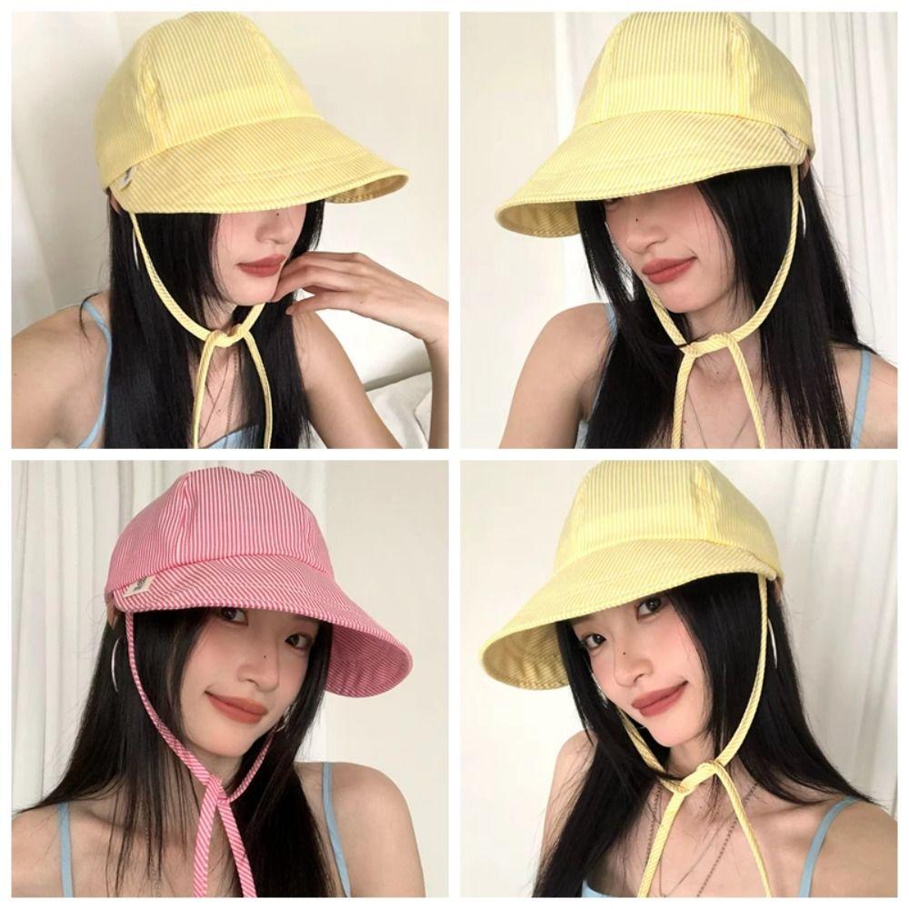 Quick-drying Striped Hat Y2k Fisherman's Caps Fashion Sun Protection Hats  Outdoor