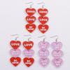 Valentine's Day Sparkly Three-piece Long Heart-shaped Letter Creative Earrings for Women