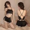 Sexy Pajamas Women's Summer Ice Silk Satin Suspender Pajamas Court Retro Shorts Set High-end Loungewear