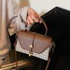 Plaid Splicing Flip Small Square Bag Women's Portable Messenger Bag