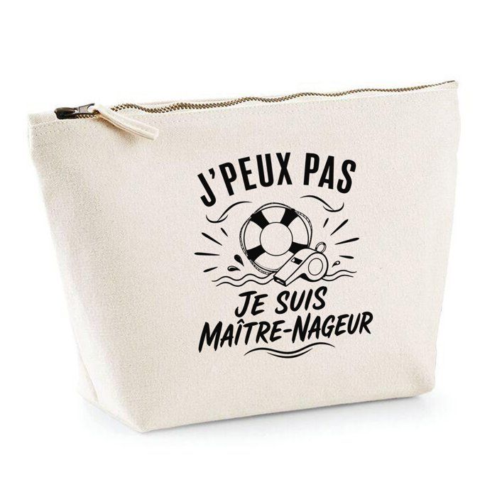 Trousse de toilette - PLANETEE - J’peux pas minimaliste - Beige - 100% coton - 3 L, zip métal