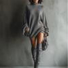Women's Vintage Turtleneck Knit Sweater Dress with Loose Slouchy Fit for Casual Wear