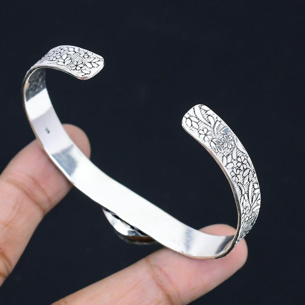 Sisters Day Deal Sterling Silver Fossil Coral Gemstone Engagement Bangle Jewelry