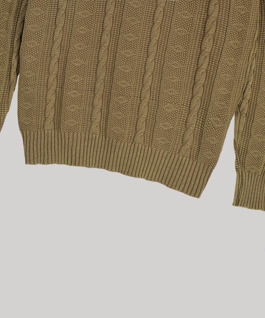 AT THE MOMENT Garment-Dyed Cotton Cable Knit_Khaki