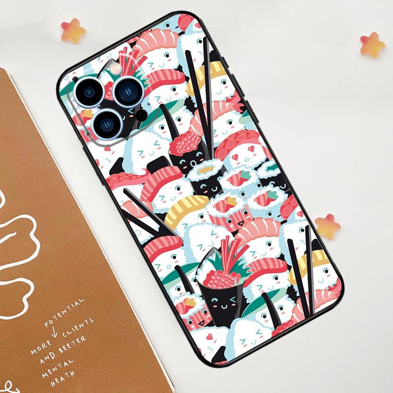 

Kawaii Sushi Crowd Phone Case For iPhone 17 Pro Max 14 13 12 11 15 16 Pro Max mini 16 Plus 16e 17 Air Funda iPhone 17 Air