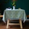 Living Room Party Decoration Wave Jacquard Wrinkle Resistant Washable Rectangle Table Cloths with Tassels