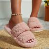 Fashion Women Home Fluffy Slippers Plush Ladies Winter Casual Platform Indoor Slides Flats Warm Open Toe Slippers Women Zapatos Mujer