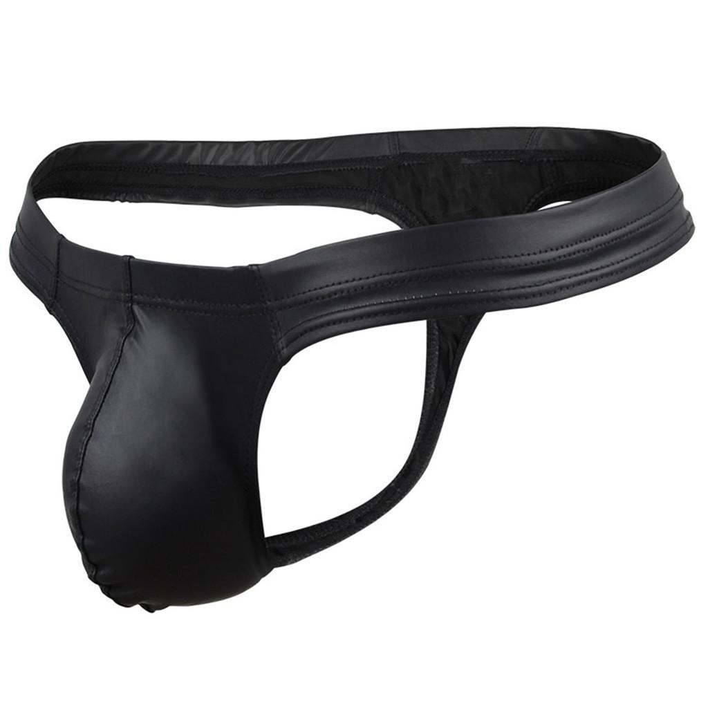 Men's Thong Sexy Mid-Waist  Leather Panties