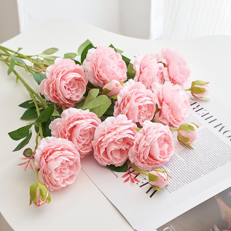 Искусственный букет из шелковых пионов и роз для декора интерьера