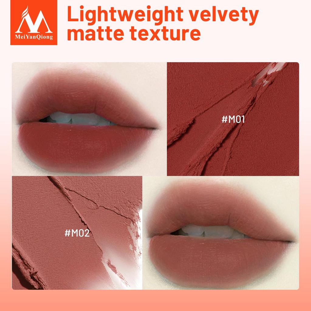 MeiYanQiong Lipgloss, matt, Lipgloss, samtiger Lippenstift, flüssig, matt, wasserdicht, Lippentönung, voll und reichhaltig, sexy Lippen-Make-up, Kosmetik