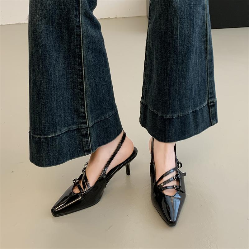 Fashion 2025 Ladies Shoes Buckle Strap Women's High Heels Fashion Belt Buckle Office and Career Hot Sale Best Seller Closed Toe Sandals