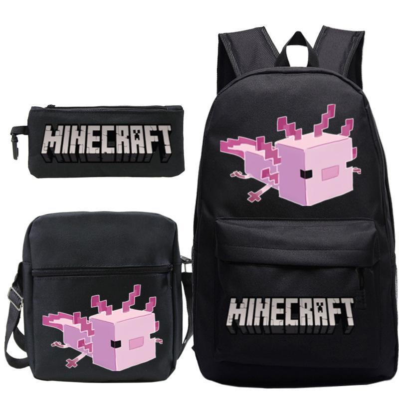 Game Minecraft Printed Children'S School Bag Oblique Span Bag Stationery Pencil Bag Student Backpack Set