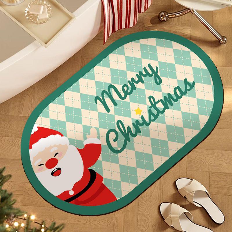 Weiche Kieselgur Badezimmer Saugfähige Bodenmatte Weihnachtsthemen Atmosphäre Fußmatte Toilette Toilettentür Rutschfeste Matte