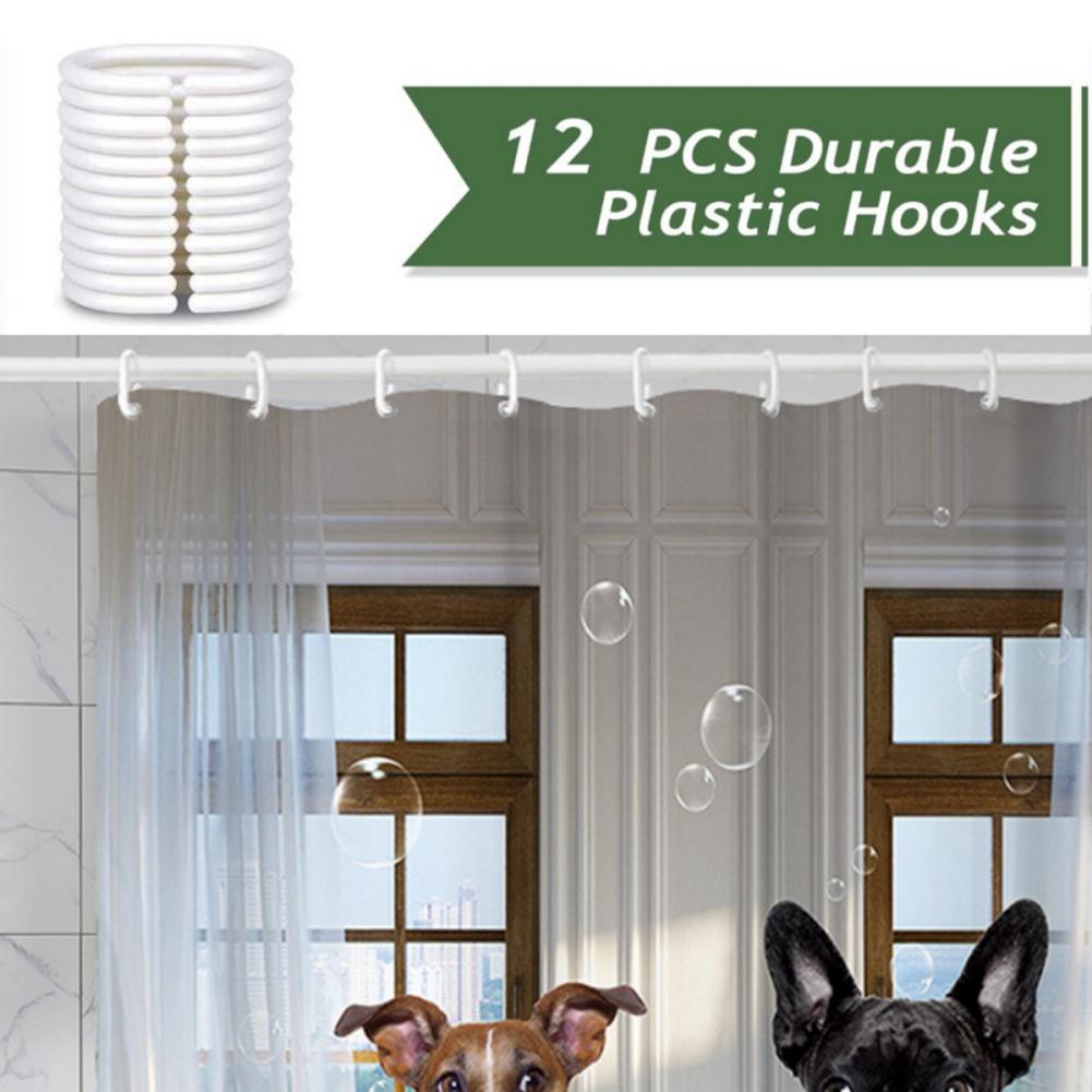 183*183cm Cortină de Duș cu Model Creativ Pisică Câine Impermeabilă Partiție Cortină de Baie cu Cârlige