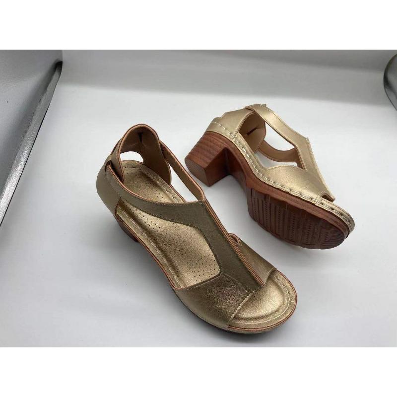 Summer New Fish Mouth Women's Shoes Wedge Heel Open Toe Buckle with High Heel Sandals
