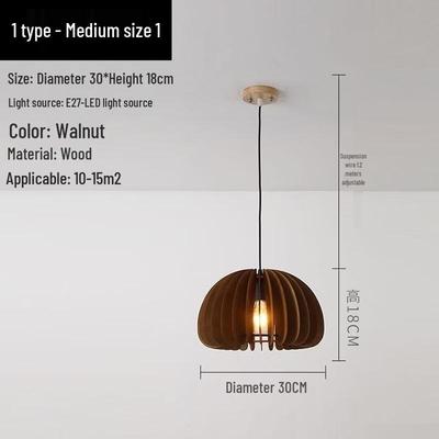 Oeny New Chinese Style Walnut Pumpkin Pendant Lamp