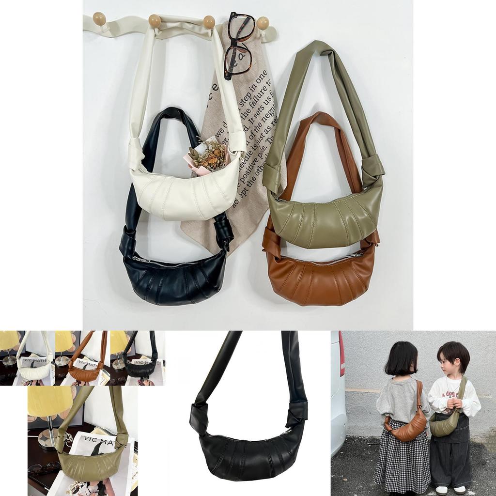 Trendy Unisex Kids Dumpling Bag Stylish Solid Color Shoulder Bag For Children