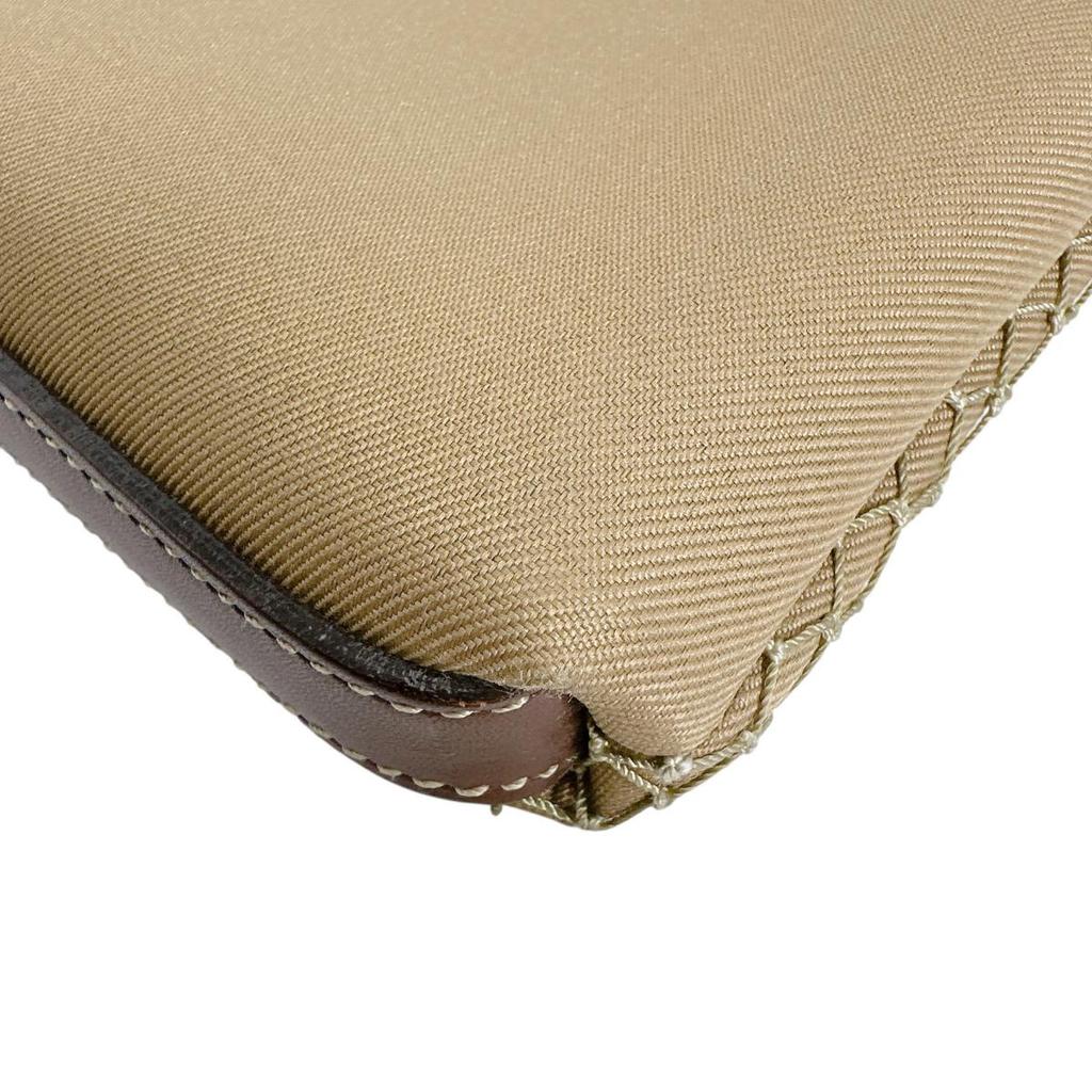 HUNTING WORLD Diagonally hung Shoulder Bag canvas Khaki x Brown unisex Used