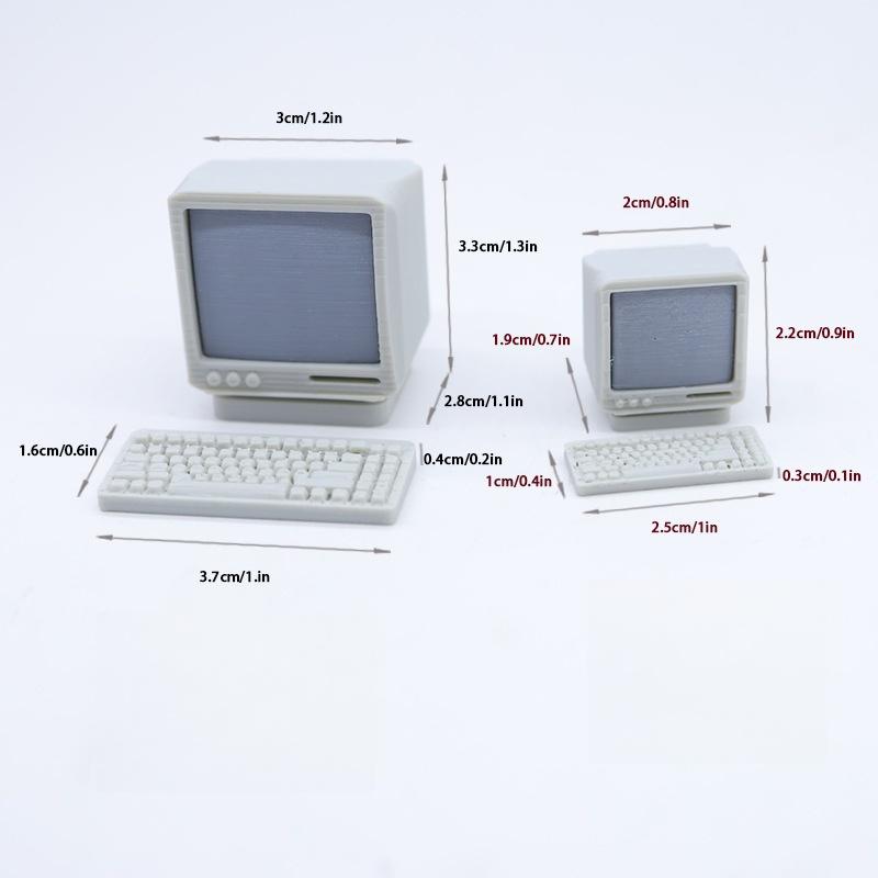1/3 Sets 1:12/1:18 Dollhouse Mini Retro Desktop Computer Model Toys Miniature Home Scene Ornament Doll House Accessories