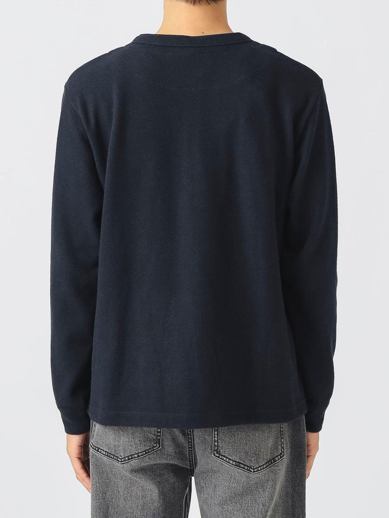 Beams Heart Men's Sakariba Faux Layered Henley Neck Long Sleeve T-Shirt, Navy, Size XL