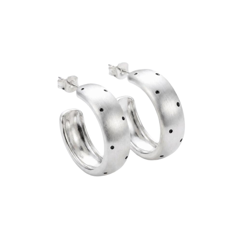 

Retro Geometric Earrings Versatile Metal Hoop Earrings Fashion Jewelry Polka Dot Earrings Party серебряный