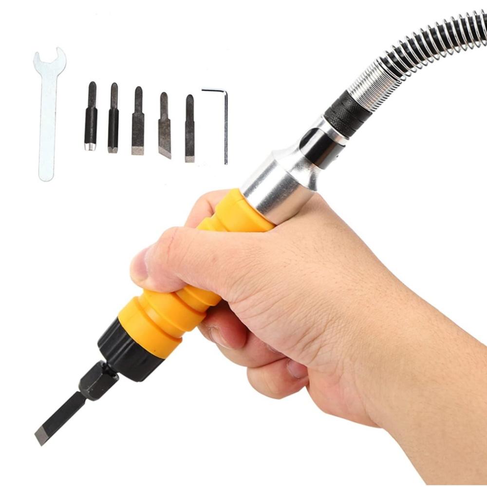 Elektryczny Zestaw Dłut Rzeźbiarskich do Drewna z Kluczem 5 Ostrzy do 12 000 obr./min Stal Nierdzewna i Guma