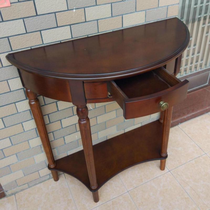 European Solid Wood Console Cabinet, Long Hallway Table, Semicircular New Chinese Style