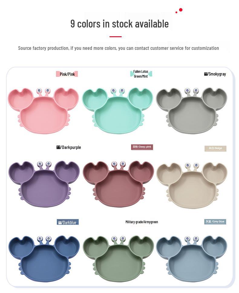 Silicone Suction Crab Plate: Divided Baby Tableware for Feeding & Weaning