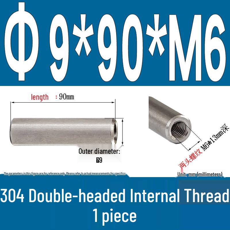 Stainless Steel 304 Double-Ended Threaded Cylindrical Guide Pin with Dual-End Holes