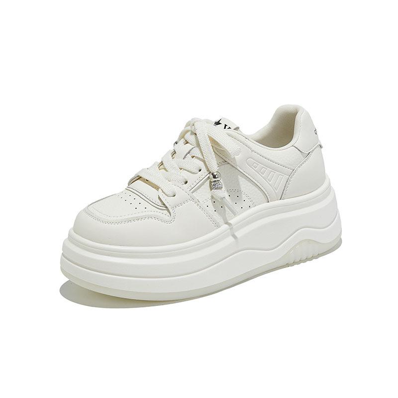 Suction film sole leather little white shoes women's 2025 autumn new women's shoes commuting platform shoes are not tired feet round head single sh