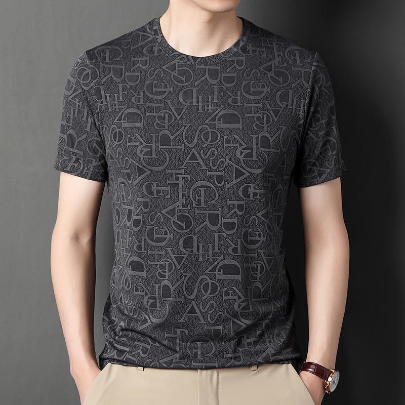 Men's Luxury Jacquard Crew Neck Short-Sleeve T-Shirt - Trendy Summer Fashion