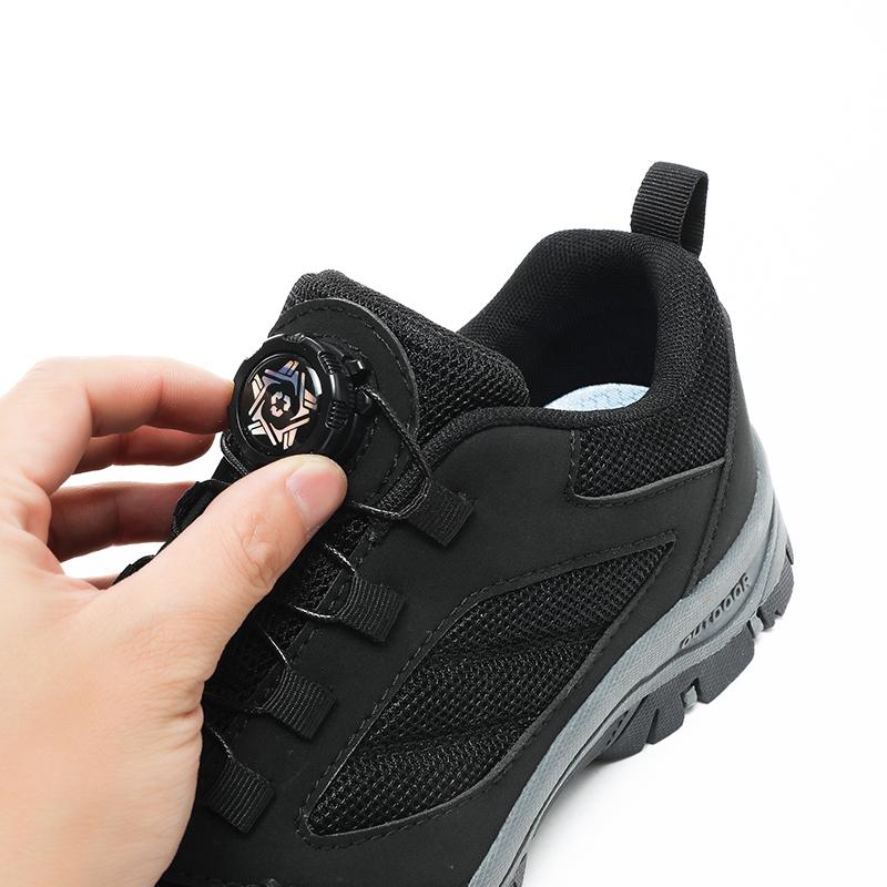 Male Sneakers Stylish Rotating Buckle Hiking Boots Solid Color Comfortable Non-slip Sporty Shoes Plus Size Men Shoes Leather