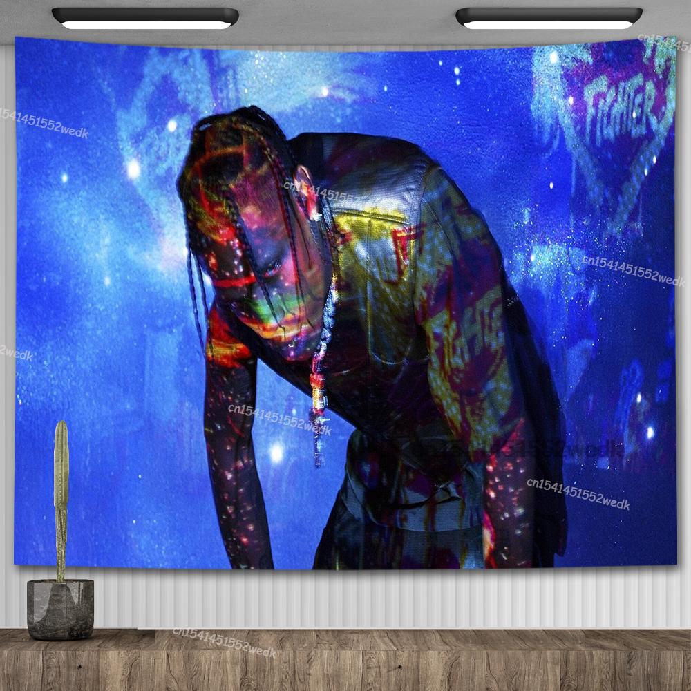 Travis Scott Astroworld Album Plakát Psychedelický Hippie Hvězdná Obloha Gobelín Estetický Gobelín Nástěnná Dekorace Teen Pokoj